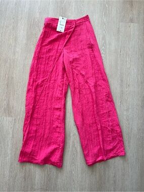 Zara Hot Pink Summer Beach Festival Minimalist Chic Wide Leg Pants Women’s XS